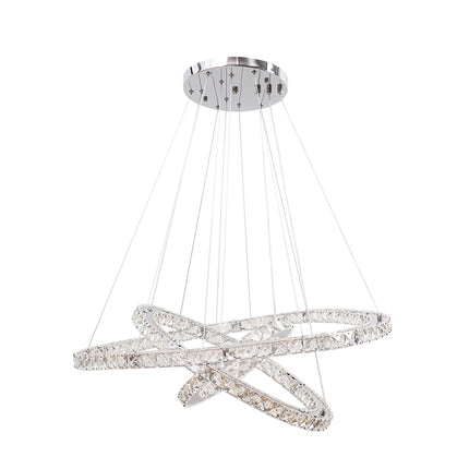Modern 3-Tier Adjustable Crystal LED Pendant Light