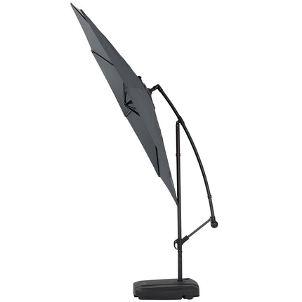 3M Large Patio Cantilever Parasol Outdoor SunShade Umbrella Dark Grey