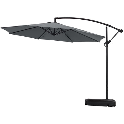 3M Large Patio Cantilever Parasol Outdoor SunShade Umbrella Dark Grey