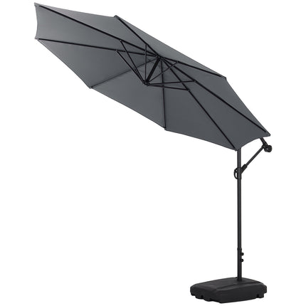 3M Large Patio Cantilever Parasol Outdoor SunShade Umbrella Dark Grey