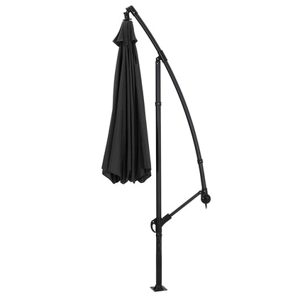 3M Large Garden Hanging Parasol Cantilever Sun Shade Patio Banana Umbrella No Base Black