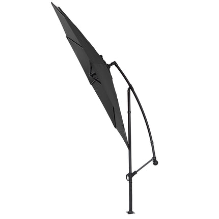 3M Large Garden Hanging Parasol Cantilever Sun Shade Patio Banana Umbrella No Base Black