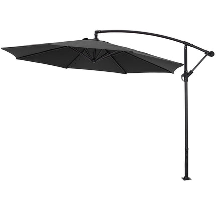 3M Large Garden Hanging Parasol Cantilever Sun Shade Patio Banana Umbrella No Base Black