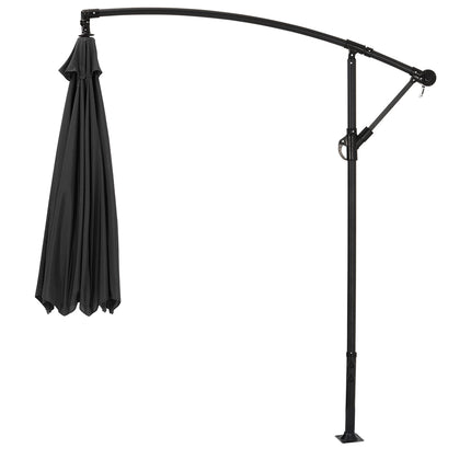 3M Large Garden Hanging Parasol Cantilever Sun Shade Patio Banana Umbrella No Base Black