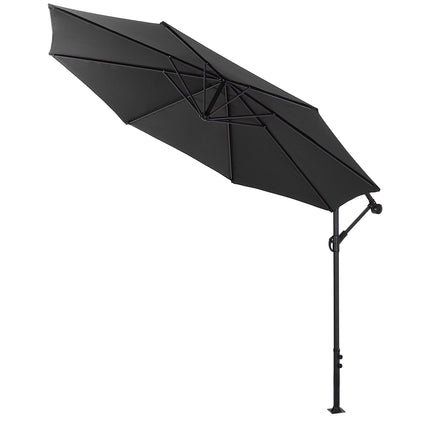 3M Large Garden Hanging Parasol Cantilever Sun Shade Patio Banana Umbrella No Base Black