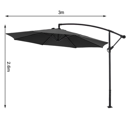 3M Black Banana Parasol Cantilever Sunshade Umbrella for Outdoor with Fillable Base