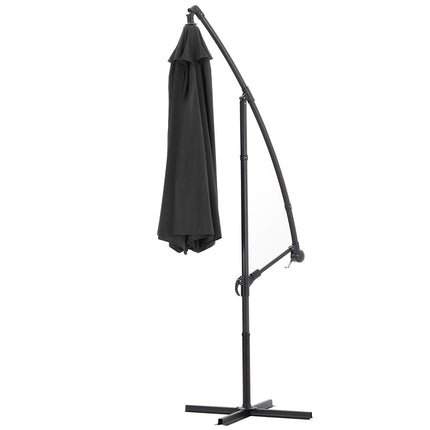 3M Black Banana Parasol Cantilever Sunshade Umbrella for Outdoor with Fillable Base