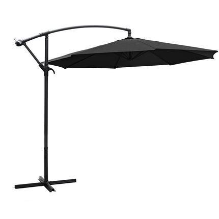 3M Black Banana Parasol Cantilever Sunshade Umbrella for Outdoor with Fillable Base