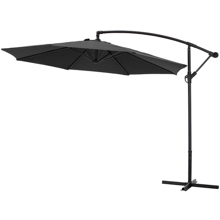 3M Black Banana Parasol Cantilever Sunshade Umbrella for Outdoor with Fillable Base