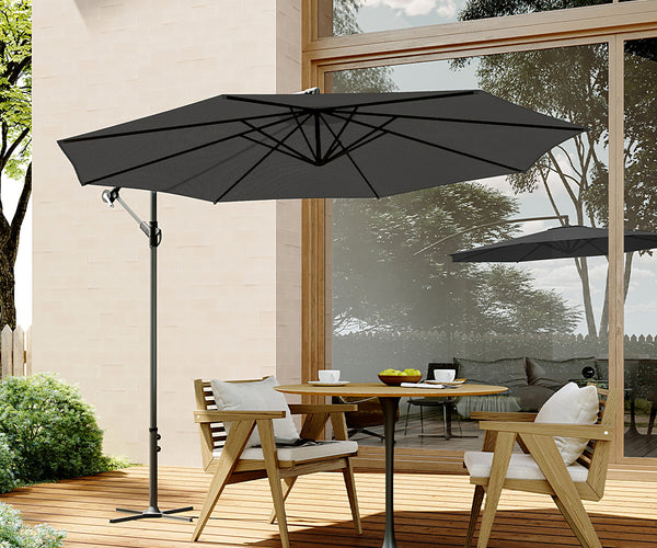3M Large Garden Hanging Parasol Cantilever Sun Shade Patio Banana Umbrella No Base