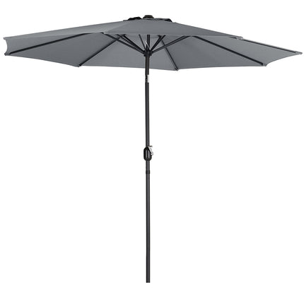 3M Large Round Garden Parasol Outdoor Beach Umbrella Patio Sun Shade Crank Tilt No Base Dark Grey