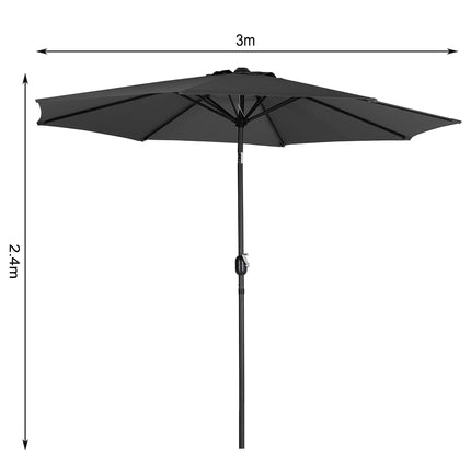 Patio Umbrella 3M Large Traditional Parasol with Resin Base