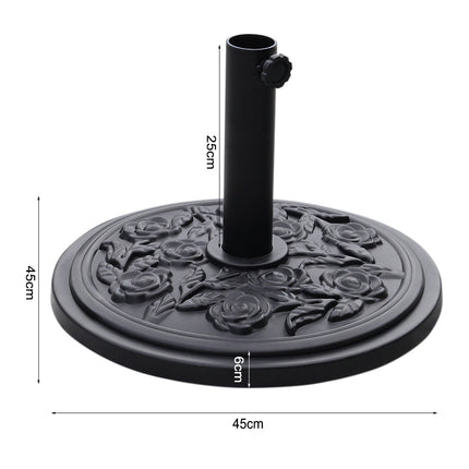 Large Solar Powered LED Patio Umbrella for Outdoor Garden with Base Dark Grey