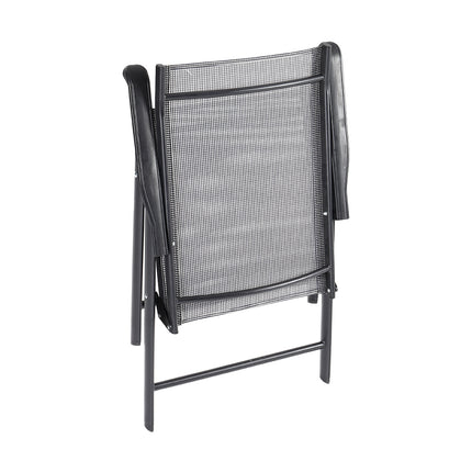 Set of 5 Garden 150CM Ripple Glass Rectangle Umbrella Table and Folding Chairs Set, Black