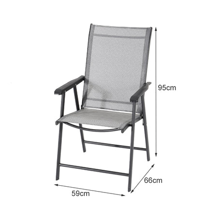 Set of 5 Garden 120CM Ripple Glass Rectangle Umbrella Table and Folding Chairs Set, Black