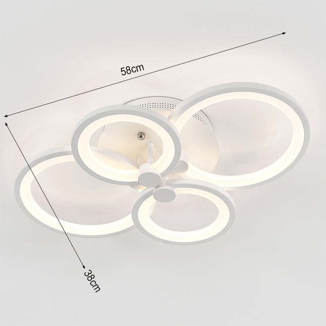 Round LED Dimmable Chandelier Ceiling Light With Remote, 4 Head