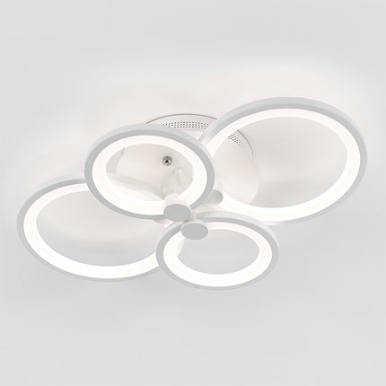 Round LED Dimmable Chandelier Ceiling Light With Remote, 4 Head