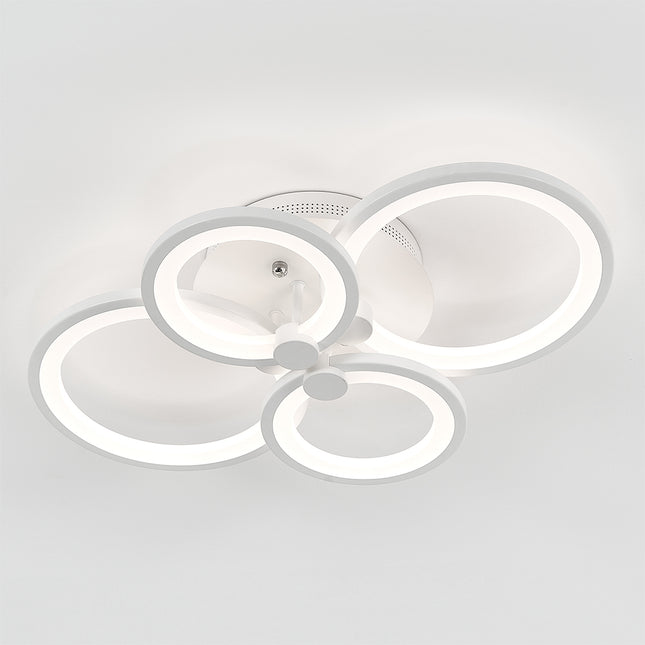 Round LED Dimmable Chandelier Ceiling Light With Remote, 4 Head