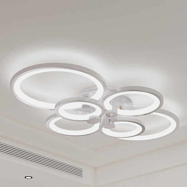Round LED Dimmable Chandelier Ceiling Light With Remote 6 Head