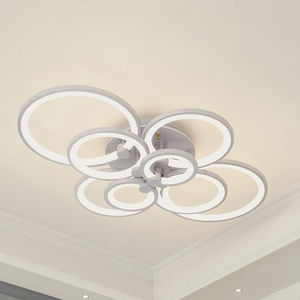 Round LED Dimmable Chandelier Ceiling Light With Remote 8 Head