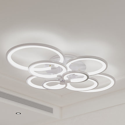 Round LED Dimmable Chandelier Ceiling Light With Remote 8 Head