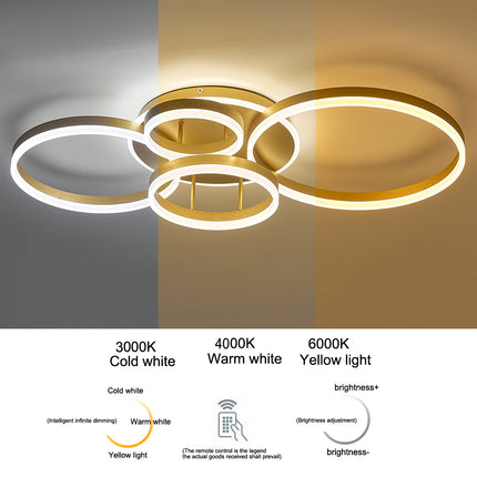 Modern Round LED Chandelier Ceiling Light  5 Circle Dimmable