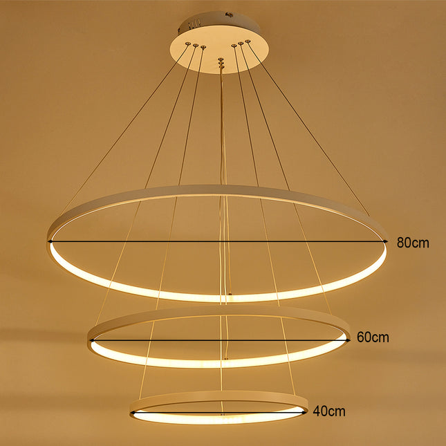 Modern 3 Circle Shape LED Chandelier Ceiling Light , 40+60+80CM Cool White