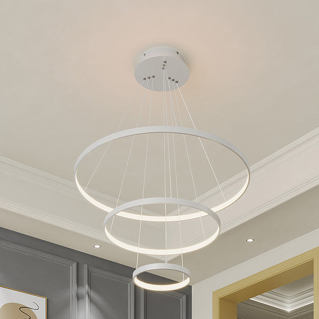 Modern 3 Circle Shape LED Chandelier Ceiling Light , 40+60+80CM Cool White