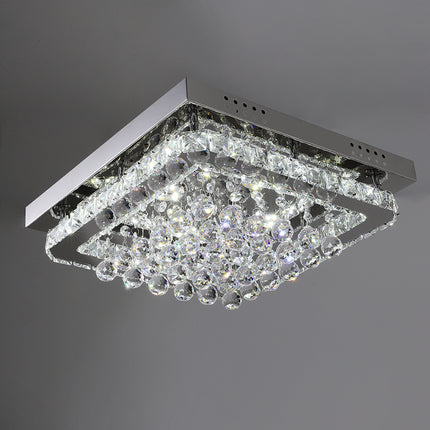40CM Square LED Crystal Chandelier Pendant Ceiling Light, Cool White