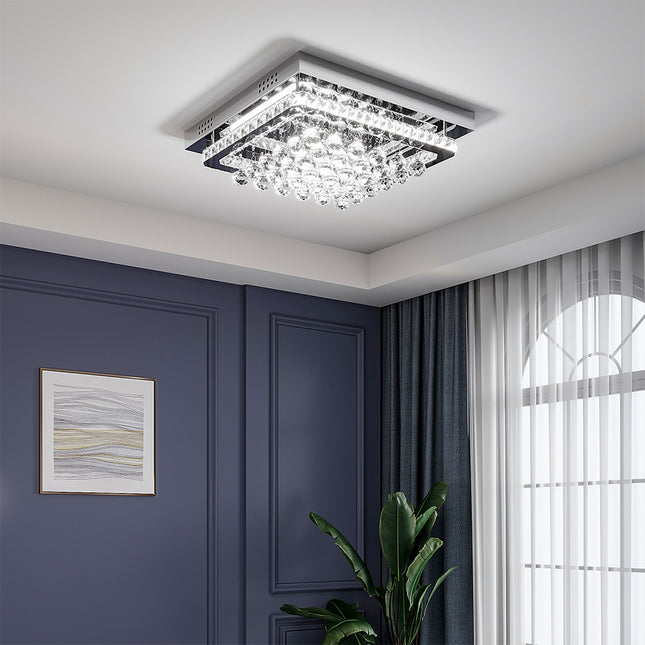 40CM Square LED Crystal Chandelier Pendant Ceiling Light, Cool White