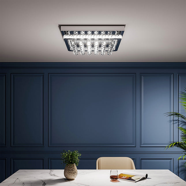 40CM Square LED Crystal Chandelier Pendant Ceiling Light, Cool White