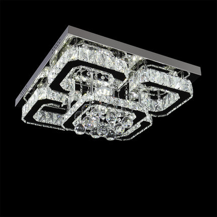 50CM Square LED Crystal Chandelier Pendant Ceiling Light Cool White