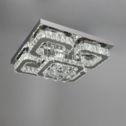 50CM Square LED Crystal Chandelier Pendant Ceiling Light Cool White