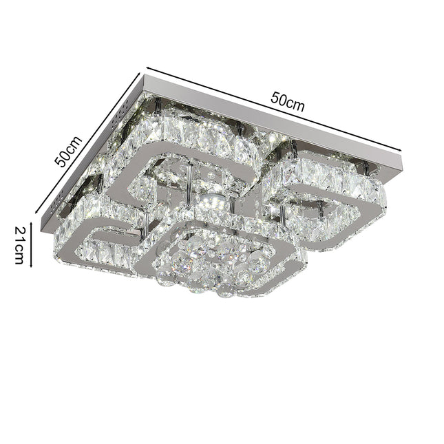 50CM Square LED Crystal Chandelier Pendant Ceiling Light Cool White