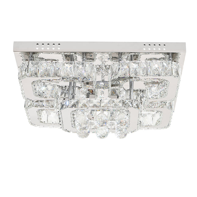 50CM Square LED Crystal Chandelier Pendant Ceiling Light, Dimmable Light