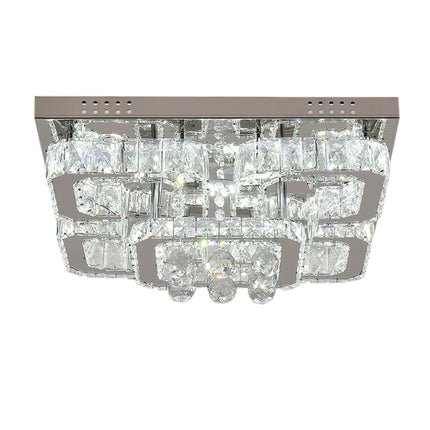 50CM Square LED Crystal Chandelier Pendant Ceiling Light, Dimmable Light