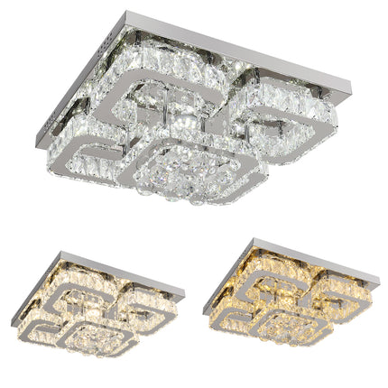 50CM Square LED Crystal Chandelier Pendant Ceiling Light, Dimmable Light