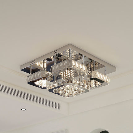 50CM Square LED Crystal Chandelier Pendant Ceiling Light, Dimmable Light