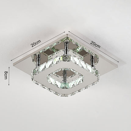 220V LED Crystal Ceiling Light Pendant Chandelier Lamp, 12W Square 20CM