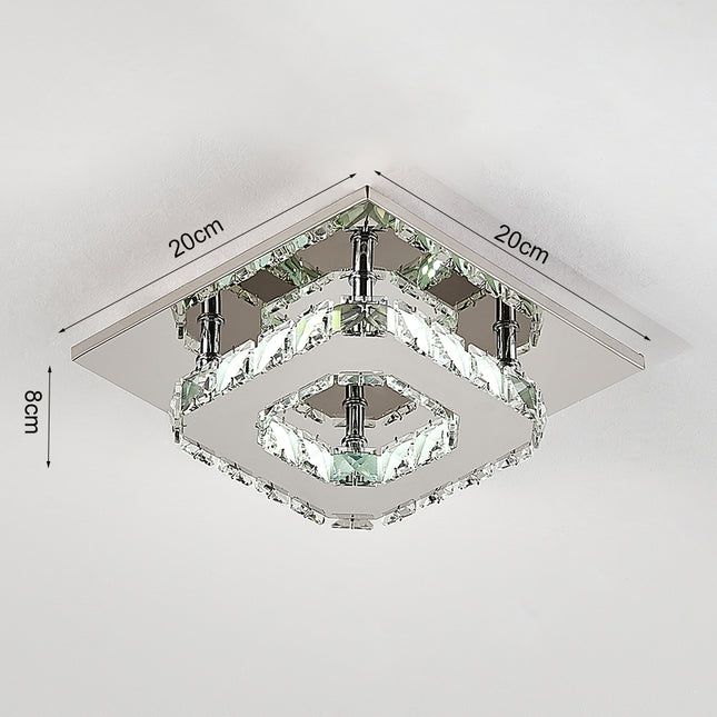 220V LED Crystal Ceiling Light Pendant Chandelier Lamp, 12W Square 20CM