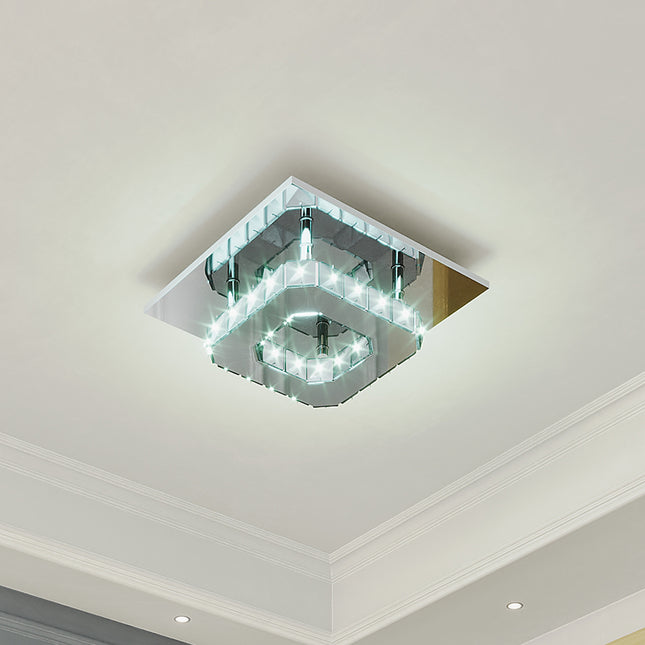 220V LED Crystal Ceiling Light Pendant Chandelier Lamp, 12W Square 20CM