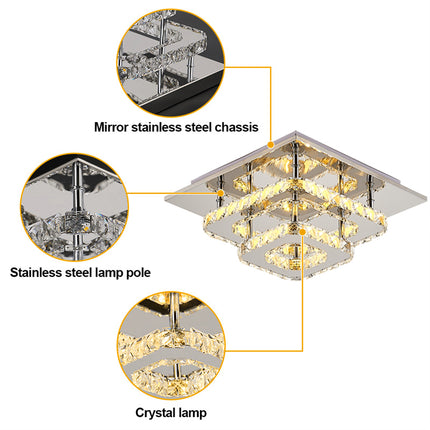 36W LED Ceiling Light Crystal Chandelier Pendant Lamp Dimmable with Remote
