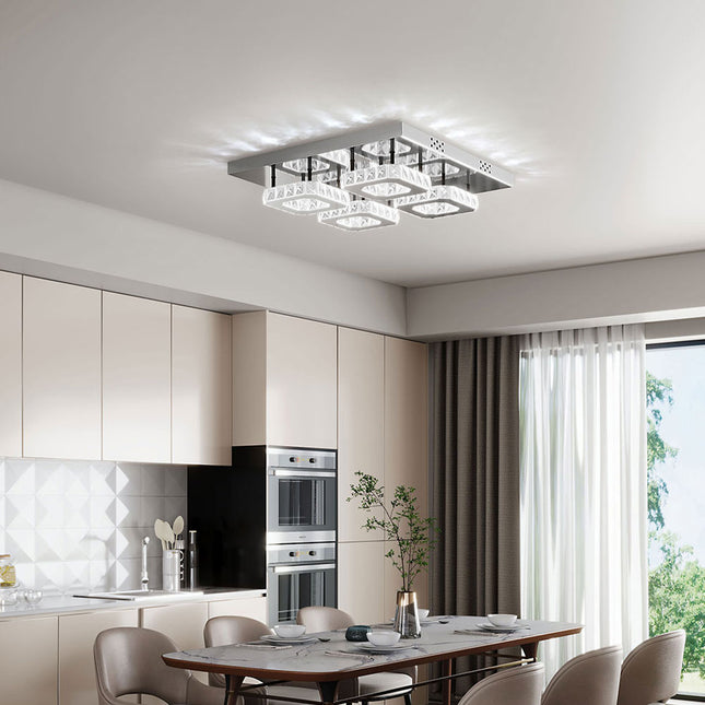 Square Large-size LED Ceiling Light Crystal Chandelier Pendant Lamp Cool White