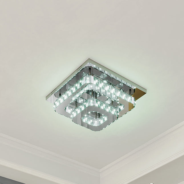 Modern LED Ceiling Light Crystal Chandelier Lamp 40CM Cool White