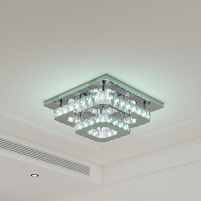 Modern LED Ceiling Light Crystal Chandelier Lamp 40CM Cool White