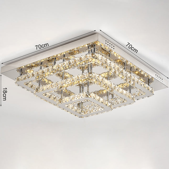 Square LED Semi-Flush Mount Ceiling Light with Crystal Decor