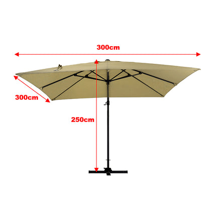Large Square Canopy Rotating Outdoor Cantilever Parasol with Plastic Base