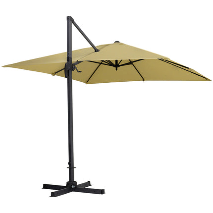 Large Square Canopy Rotating Outdoor Cantilever Parasol with Plastic Base