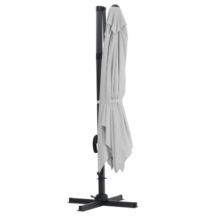 3M Large Garden Roma Tilting Aluminium Cantilever Parasol With Petal Base, Light Grey