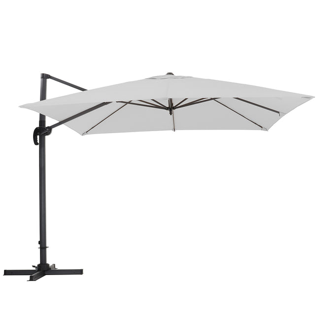 3M Large Garden Roma Tilting Aluminium Cantilever Parasol With Petal Base, Light Grey